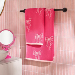 Ohs Bows 100% Premium Cotton Bath Towel Hotel Quality Soft Absorbent - Pink - thumbnail 2