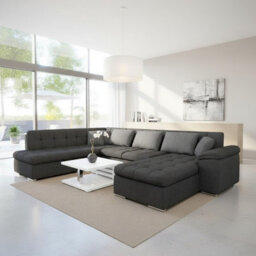 Niko Bis Fold Out U Shape Corner Sofa Chipboard Frame With Storage Bed 350X205X76 Cm Graphite Right - thumbnail 1