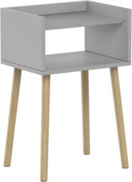 Modern Grey Wooden Nightstand Tall Bedside Table With Pinewood Legs And Open Shelf Slim Side Table H60 X L40 X W30Cm - thumbnail 6