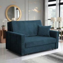 Viva Bis Ii Premium Upholstered Sofa Bed For Living Room Chipboard Frame Foam Wave Spring 133X85X98Cm Blue - thumbnail 1