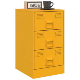 Berkfield Bedside Cabinets 2 Pcs Mustard Yellow 34.5X39X62 Cm Steel - thumbnail 3