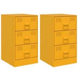 Berkfield Bedside Cabinets 2 Pcs Mustard Yellow 34.5X39X62 Cm Steel - thumbnail 2