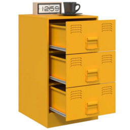 Berkfield Bedside Cabinets 2 Pcs Mustard Yellow 34.5X39X62 Cm Steel - thumbnail 4