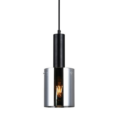 Luminosa Lighting Luminosa Modern Hanging Pendant Black 1 Light  With Glass, Smoky Shade, E27 - image 1