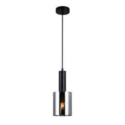 Luminosa Lighting Luminosa Modern Hanging Pendant Black 1 Light  With Glass, Smoky Shade, E27 - thumbnail 2