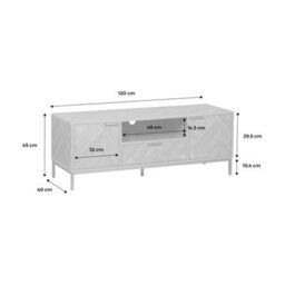 Alice's Garden Sweeek - 120Cm Tv Unit 2 Cupboard Herringbone 1 Drawer Budapest Natural 120X40X45 Cm - thumbnail 8