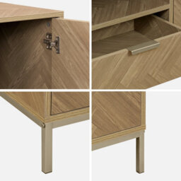 Alice's Garden Sweeek - 120Cm Tv Unit 2 Cupboard Herringbone 1 Drawer Budapest Natural 120X40X45 Cm - thumbnail 3