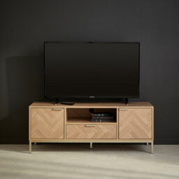 Alice's Garden Sweeek - 120Cm Tv Unit 2 Cupboard Herringbone 1 Drawer Budapest Natural 120X40X45 Cm