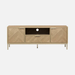 Alice's Garden Sweeek - 120Cm Tv Unit 2 Cupboard Herringbone 1 Drawer Budapest Natural 120X40X45 Cm - thumbnail 2