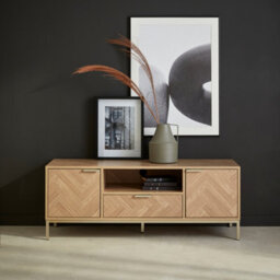 Alice's Garden Sweeek - 120Cm Tv Unit 2 Cupboard Herringbone 1 Drawer Budapest Natural 120X40X45 Cm - thumbnail 6