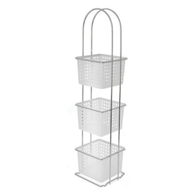 3 Tier Plastic Shower Caddy Free Standing Square Storage Tidy Organiser Basket 3 Tier White Shower Caddy - image 1