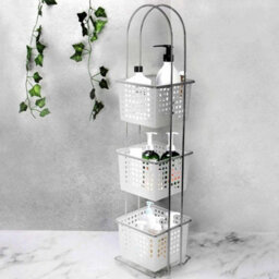 3 Tier Plastic Shower Caddy Free Standing Square Storage Tidy Organiser Basket 3 Tier White Shower Caddy - thumbnail 2