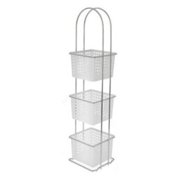 3 Tier Plastic Shower Caddy Free Standing Square Storage Tidy Organiser Basket 3 Tier White Shower Caddy - thumbnail 1