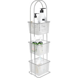 3 Tier Plastic Shower Caddy Free Standing Square Storage Tidy Organiser Basket 3 Tier White Shower Caddy - thumbnail 3