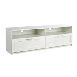 Home Source Latham Gloss Finish 2 Drawer Shelves Storage White Tv Stand Unit - thumbnail 7