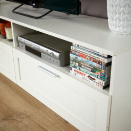 Home Source Latham Gloss Finish 2 Drawer Shelves Storage White Tv Stand Unit - thumbnail 5