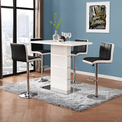 Furniture in Fashion Parini White Gloss Bar Table 4 Copez Black White Stools - image 1