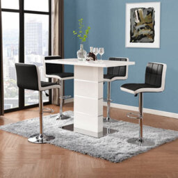 Furniture in Fashion Parini White Gloss Bar Table 4 Copez Black White Stools - thumbnail 1