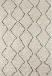 The Rugs Moroccan Shaggy Rugs And Runners Soft Fluffy Wavy Trellis Design High Pile Ivory And Grey Living Room Kitchen Hallway 800 - thumbnail 1