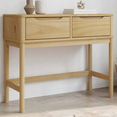 Berkfield Console Table Floro Wax Brown 89.5X36.5X73 Cm Solid Wood Pine - image 1