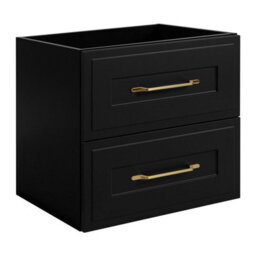 Heze Furniture Classic Bathroom 2 Drawer Wall Cabinet Vanity Unit 60Cm With Worktop - Black - thumbnail 2