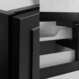 Heze Furniture Classic Bathroom 2 Drawer Wall Cabinet Vanity Unit 60Cm With Worktop - Black - thumbnail 5