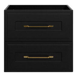 Heze Furniture Classic Bathroom 2 Drawer Wall Cabinet Vanity Unit 60Cm With Worktop - Black - thumbnail 6