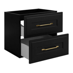 Heze Furniture Classic Bathroom 2 Drawer Wall Cabinet Vanity Unit 60Cm With Worktop - Black - thumbnail 3