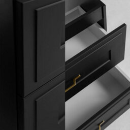 Heze Furniture Classic Bathroom 2 Drawer Wall Cabinet Vanity Unit 60Cm With Worktop - Black - thumbnail 4