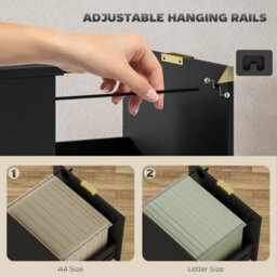 Black 3 Drawer Filing Cabinet, File Cabinet With Lock And Adjustable Hanging Rails - thumbnail 3