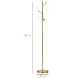 Homcom Modern Tree Floor Lamp With 3 Light, For Living Room Bedroom, Gold - thumbnail 3