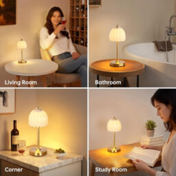 Flintry Tulip Table Lamp Battery & Touch Control, Cordless Table Lamp For Bedroom, Nightstand, Living Room, Entryways (White Tulip) - thumbnail 5