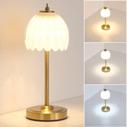 Flintry Tulip Table Lamp Battery & Touch Control, Cordless Table Lamp For Bedroom, Nightstand, Living Room, Entryways (White Tulip) - thumbnail 1
