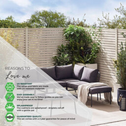 Furniturebox Maldives Corner Garden Sofa Set, Black & Beige Metal Garden Furniture Outdoor Sofa Couch 4 / 5 Seater Patio Table Set - thumbnail 7