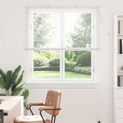 Berkfield Window Blind With Curtains Manual White Aluminium - image 1