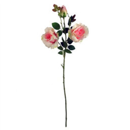 Leaf 80Cm Artificial Pink Rose Stem - 3 Flowers - thumbnail 2