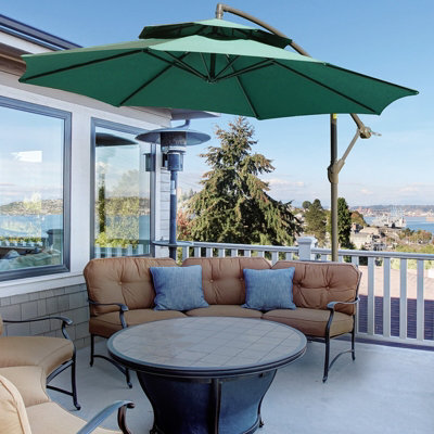 Outsunny 2.7M Cantilever Banana Parasol Outdoor Sun Shade W/ Crank, Green - image 1
