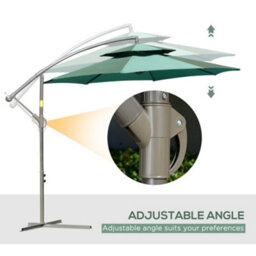 Outsunny 2.7M Cantilever Banana Parasol Outdoor Sun Shade W/ Crank, Green - thumbnail 4