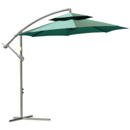 Outsunny 2.7M Cantilever Banana Parasol Outdoor Sun Shade W/ Crank, Green - thumbnail 2