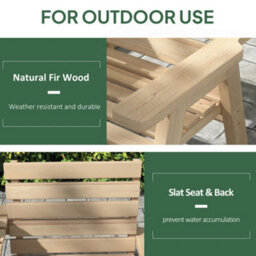Outsunny Convertable 3-Seater Wood Bench Table Garden W/ Armrests Natural - thumbnail 5