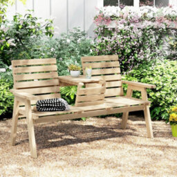 Outsunny Convertable 3-Seater Wood Bench Table Garden W/ Armrests Natural - thumbnail 9