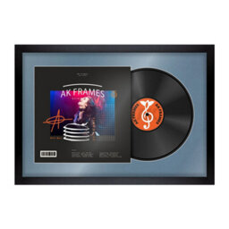 "AK Frames 25X17"" Matte Black Modern Vinyl Record Frame With Pompadour Mount For 12 Inch Lp Cover & Disc - Overlapped Design" - thumbnail 1