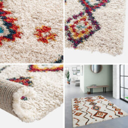 Sweeek - Interior Shaggy Rug Cream And Multicoloured Maggie 150X80X3 Cm - thumbnail 2