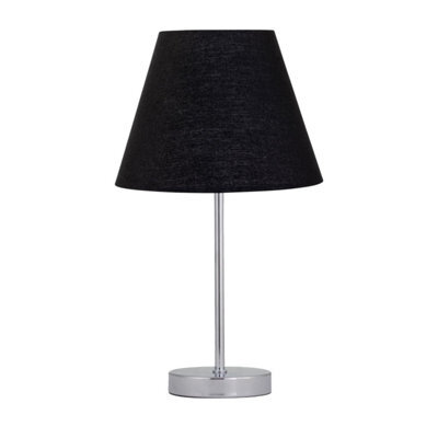 First Choice Lighting Chrome Touch Operated Table Lamp With Black Shade - image 1