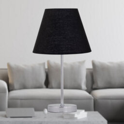 First Choice Lighting Chrome Touch Operated Table Lamp With Black Shade - thumbnail 3