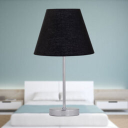 First Choice Lighting Chrome Touch Operated Table Lamp With Black Shade - thumbnail 4