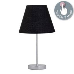 First Choice Lighting Chrome Touch Operated Table Lamp With Black Shade - thumbnail 2