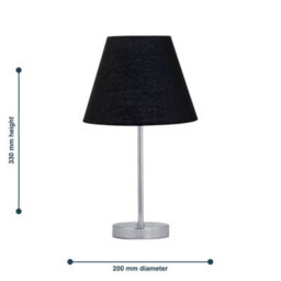 First Choice Lighting Chrome Touch Operated Table Lamp With Black Shade - thumbnail 5