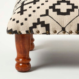Homescapes Reva Black Geometric Footstool, 40 X 40 X 25 Cm - thumbnail 3