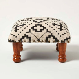 Homescapes Reva Black Geometric Footstool, 40 X 40 X 25 Cm - thumbnail 1